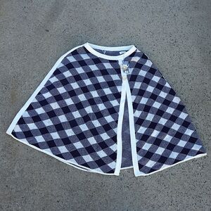 Crown & Ivy Knit Poncho One Size Navy & White Cotton Blend NWT